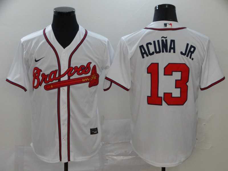 Braves 13 Ronald Acuna Jr. White 2020 Nike Cool Base Jersey,We sell and wholesale Braves 13 Ronald Acuna Jr. White 2020 Nike Cool Base Jersey on line form chian!
